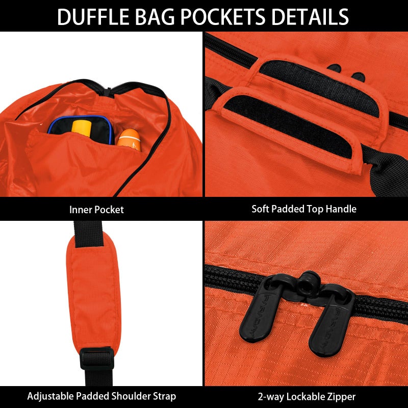 iFARADAY Extra Large Duffel Bag 105L Lightweight Luggage for Travel-Orange - Image 3
